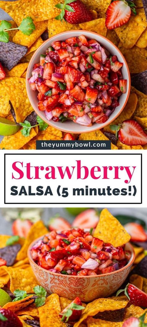 Salsa Recipe Homemade, Strawberry Salsa Recipe, Easy Salsa Recipe, Awesome Appetizers, Strawberry Salsa, Mexican Appetizers, Easy Salsa, Fruit Salsa, Appetizers Recipes