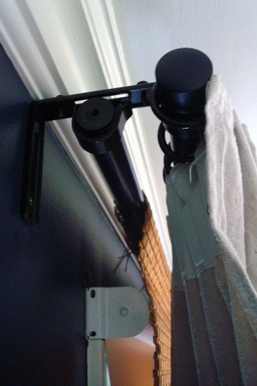 Double curtain rod Ikea Double Curtain Rod, Double Curtain Rod Hack, Dual Curtain Rod, How To Hang Double Curtains, Layering Window Treatments, Layering Curtains Bedroom, Diy Double Curtain Rod Hack, Double Hung Curtains, Double Curtain Rod Ideas Master Bedrooms