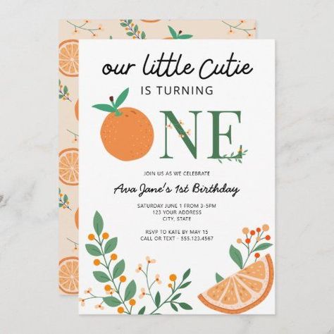 Orange Birthday Parties, Cutie Orange, Theme First Birthday, Orange Theme, Flower Birthday Party, Orange Birthday, 1st Birthday Party For Girls, Themed First Birthday, One Year Birthday