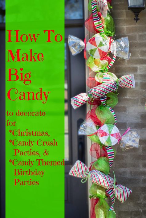 Want some ideas on how to make inexpensive but large   candy decorations for Christmas decorating,     Candy Crush Saga  Party or  cand... Big Candy Decorations, Christmas Parade Floats, Decorations Lights, Whoville Christmas, Christmas Creative, Grinch Christmas Decorations, Candy Decorations, Christmas Parade, Candy Christmas Decorations