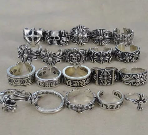 Chrome Hearts Jewelry, Emo Jewelry, Rings And Bracelets, Grunge Jewelry, Edgy Jewelry, Dope Jewelry, Estilo Punk, Funky Jewelry, Jewelry Lookbook