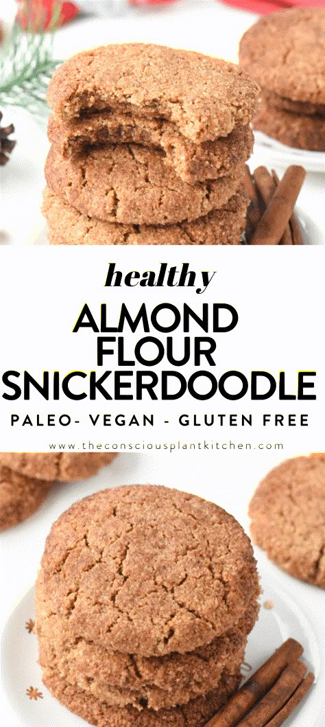 Healthy Snickerdoodle Cookies, Gluten Free Snickerdoodle, Recipe With Almond Flour, Almond Flour Desserts, Vegan Snickerdoodles, Almond Flour Recipes Cookies, Gluten Free Snickerdoodles, Grain Free Cookies, Dairy Free Cookies