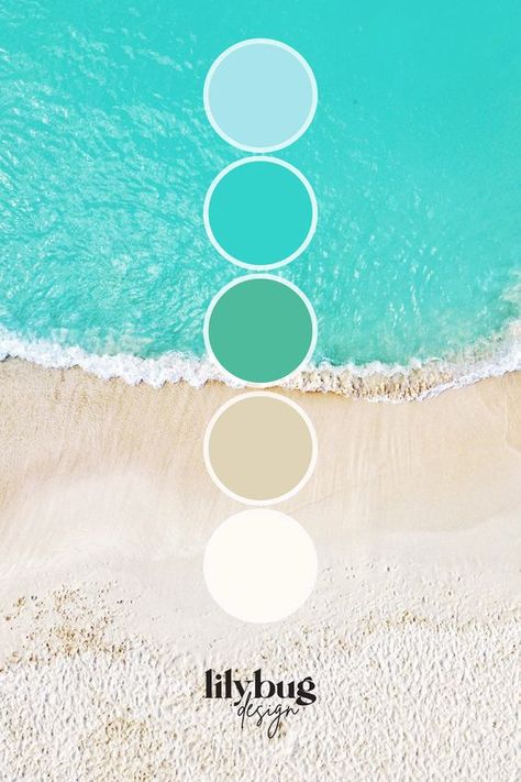 Beach Colour Palette, Aqua Color Palette, Beach Color Palettes, Colour Wall, Hex Color Palette, Color Schemes Colour Palettes, Paint Color Schemes, Beach Color, Ocean Colors