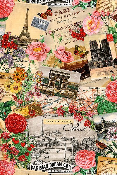 Spring In Paris Paris Tourist Spot, Paris Fabric, Spots In Paris, Paris Tourist, Spring In Paris, Etiquette Vintage, Postal Vintage, Paris Wallpaper, Quilt Fabrics