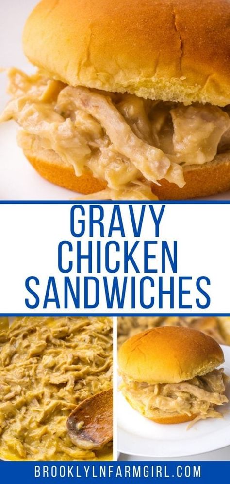 Chicken And Gravy Sandwiches, Gravy Sandwich, Gravy Chicken, Shredded Chicken Sandwiches, Chicken Breast Sandwich, Chicken And Gravy, Leftover Rotisserie Chicken, Shredded Chicken Recipes, Chicken Sandwich Recipes