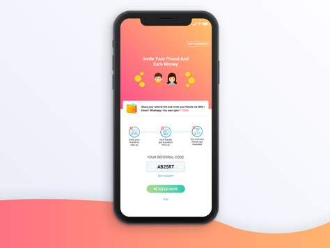 Refer And Earn App Screen     Hope you guys like it...     Follow me on   Dribbble | Behance | Uplabs Refer And Earn Design, Cookies Website, Refer And Earn, Friend Referral, App Screen, Ui Design Dashboard, Sticker App, Android App Design, Coding Apps