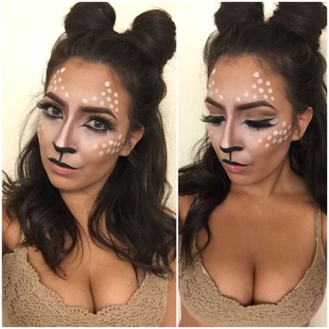 1000+ ideas about Deer Costume on Pinterest | Deer Makeup, Deer ... Artist Costume Ideas, Deer Costume Makeup, Reindeer Makeup, Nose Highlight, Artist Costume, Christmas Halloween Costumes, Holiday Makeup Tutorial, Deer Makeup, Animal Makeup