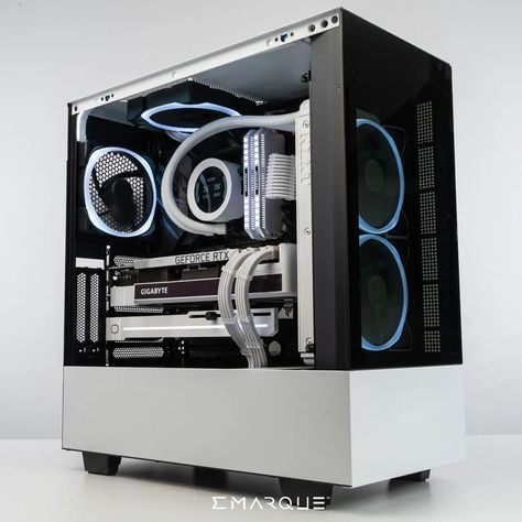 Black And White Pc Build, Custom Computer Case, Pc Builds, Gaming Pc Build, Pc Build, Custom Computer, Custom Pc, Gaming Pcs, Mini Itx