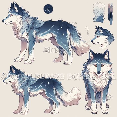 Mystical Wolf Drawing, Drawing Wolves Tutorials, Fantasy Wolf Drawing, Wolf Oc Art Character Design, Wolf Drawing Base, Wolf Design Art, Wolf Oc Character Design, Wolf Oc Ideas, Wolf Concept Art