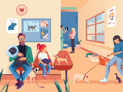 Pet Hospital by Lana Marandina on Dribbble Pet Hospital, Hospital Illustration, Orca Art, Pet Clinic, Pet Vet, Baby Illustration, Hospital Design, Animal Crafts For Kids, Animal Hospital