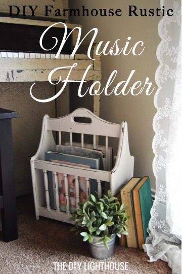 DIY music holder farmhouse country rustic style | How to repurpose an old magazine rack to make a shabby chic music holder | DIY ideas on a budget Shabby Chic On A Budget, Diy Lighthouse, Diy Magazine Holder, Shabby Chic Decor Vintage, Wooden Magazine Rack, Old Magazine, Diy Music, Shabby Chic Room, Shabby Chic Diy