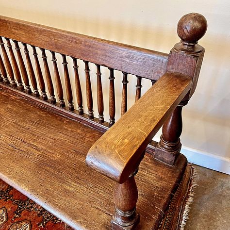 A good heavy quality French oak hall bench. Just a great piece! Very attractive spindle back. H85 x W180 x D40cm Chair height 41cm #antiquedealersofinstagram #victorianfurniture #antiquedealer #antiquefurniture #georgianfurniture #treasuryantiques #interiordecoration #interiordesign #mahoganyfurniture #countryhousestyle #countryliving #antiques#decorativeantiques #treasuryantiques #antique #periodinteriors #interiordesigners #periodfurniture #cotswoldantiquedealers #cotswoldantiques #englis... Seating In Kitchen, Banquette Seating In Kitchen, Hall Bench, Victorian Furniture, Banquette Seating, Chair Height, Furniture For Sale, French Oak, Wooden Furniture