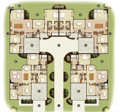 Compound Layout, Family Village Plans, Family Compound Ideas Layout, Compound House, Multigenerational House Plans, Multigenerational House, Review Design, Cluster House, Projects For Home