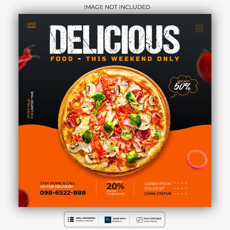 Contact for “Professional Design Service” +923411299279 (whatsapp) Creative concept social media instagram post for digital marketing promotion template Contact For #freepik #creative #food #restaurant #delivery #banner #post #template Pizza Flyer, Pizza Poster, Food Social Media, Restaurant Social Media, Pizza Logo, Pizza Menu, Restaurant Flyer, Food Banner, Food Concept