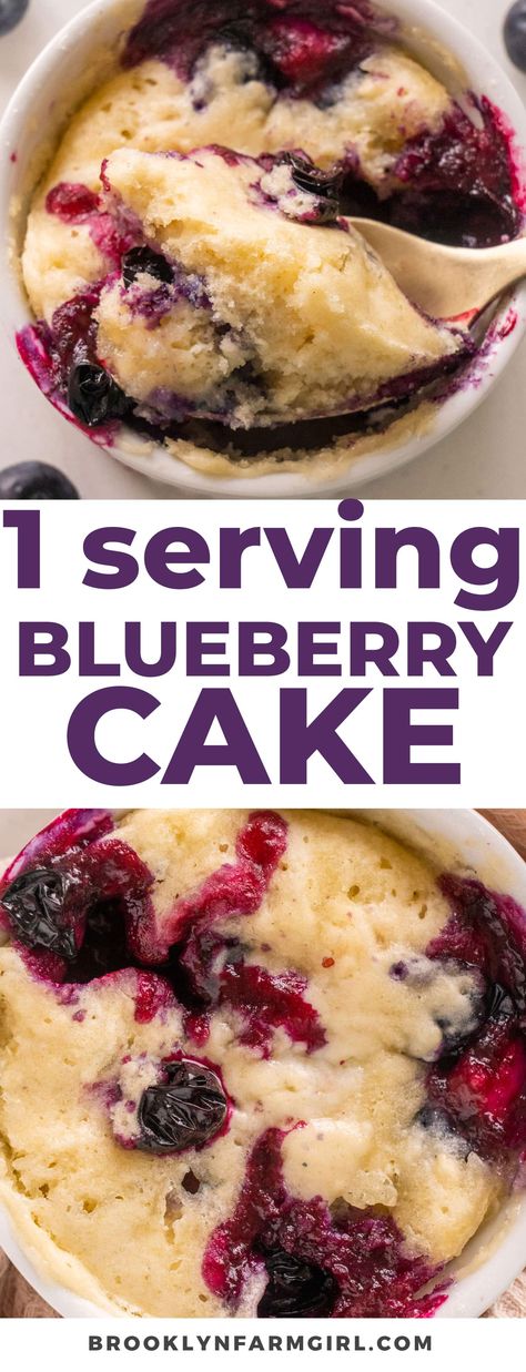 Blueberry Sponge Cake, Single Serving Cake, Blueberry Mug Cake, Microwave Mug Recipes, Dessert In A Mug, Single Serve Cake, Blueberry Cobbler Recipes, Microwave Dessert, Simple Snacks