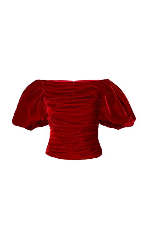 Velvet Puff Sleeve Blouse, Velvet Top Outfit, Velvet Puff Sleeve, Classic Style Outfits, Fashion Tops Blouse, Top Outfit, Velvet Top, Puff Sleeve Blouse, Red Outfit