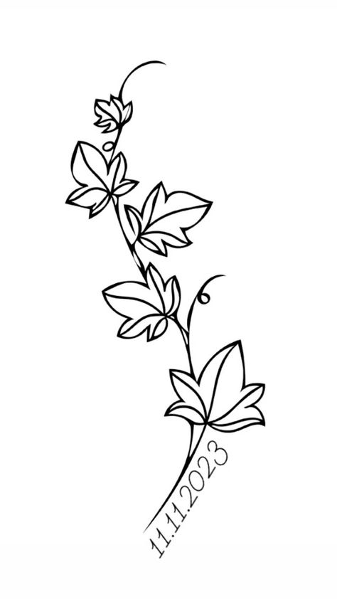 Ivy Name Tattoo, Ivy Name, Tattoo For Daughter, Ruby Tattoo, Beautiful Spine Tattoos, Ivy Tattoo, Spine Tattoo Ideas, Stick N Poke, Vine Tattoos