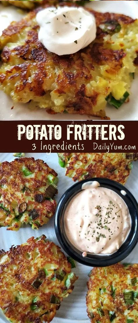 Sides Potatoes, Apple Fritter Recipe, Potato Fritters Recipe, Daily Yum, Meat Sandwiches, Loose Meat, Fried Recipes, Homemade Chipotle, Veggie Casserole