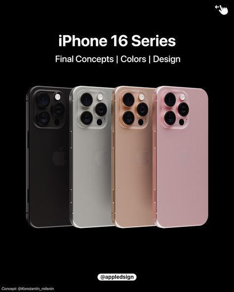 iPhone 16, iPhone 16 Plus, iPhone 16 Pro and iPhone 16 Pro Max will be introduced very soon and the design & colors this year will be unmatched! Do you plan on upgrading? ______ Collab with @konstantin_milenin ______ #iphone16 #iphone16plus #iphone16pro #iphone16promax #refinedsign Iphone 16 Pro Colors, 16pro Max Iphone, Iphone 16 Pro Max Colors, Iphone 16 Colors, Apple Gadgets, Mens Luxury Lifestyle, Apple Macintosh, Iphone Colors, Visual Board