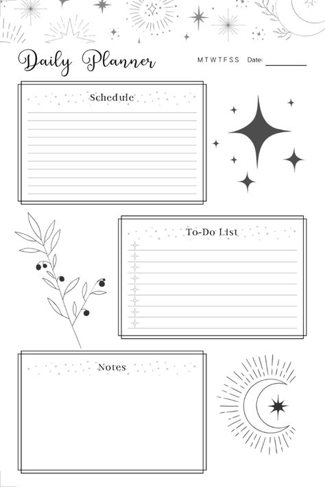 #undated #daily #simple #unlimited prints Witch Journal Template, Celestial Journal Printables, Witchy Lined Paper, Witchy Bullet Journal, Witchy Daily Planner, Witchy Planner, Tattoo Coloring Book, Stationary Printable, Mini Planner