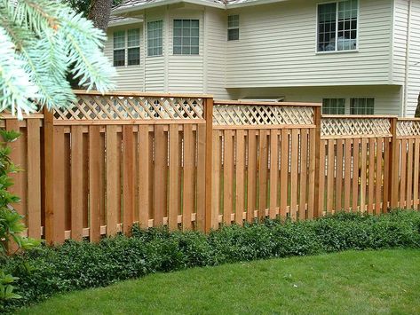 Privacy Wall Ideas, Fence With Lattice, Outdoor Privacy Wall, Garden Panels, Lattice Fence Panels, Fence With Lattice Top, Cedar Wood Fence, Screen Installation, Fence Privacy Screen