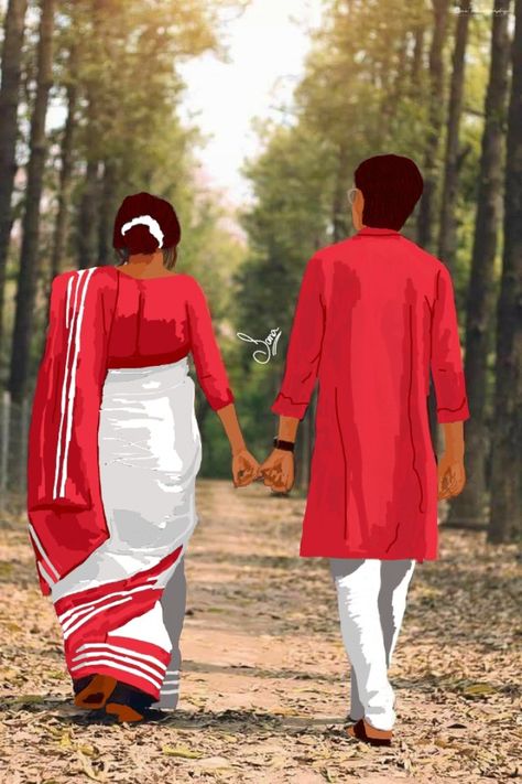 Indian Couple Cartoon Images, Marriage Cartoon Couple, Bengali Couple Illustration Drawing, Bengali Couple Sketch, Indian Couple Drawing Art, Indian Couple Drawing, Indian Couple Painting, Indian Couple Cartoon, Indian Couple Illustration