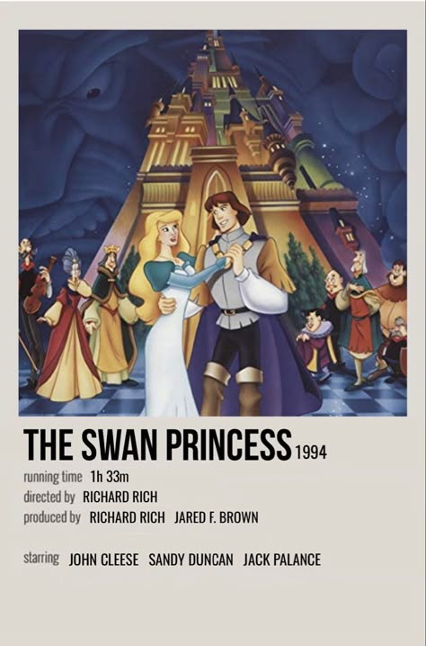 minimal polaroid movie poster for the swan princess The Princess Switch Poster, Swan Princess Movie, Vintage Disney Princess Posters, The Swan Princess, A Cinderella Story Polaroid Poster, Swan Princess Poster, Odette Swan Princess, Animated Movie Posters, Swan Princess