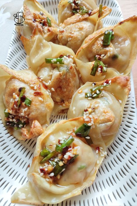 These Chicken & Shrimp Potstickers, which I like to call 'little flavour boats,' are bursting with flavour, and easy to make. Imagine juicy shrimps and tender chicken mix - all tucked inside a crispy shell. These little flavour boats are a true treat you won't want to miss! Shrimp Potstickers, Juicy Shrimp, Chicken Shrimp, Chicken And Shrimp, Tender Chicken, Chicken Tenders, To Miss, Chicken Recipes, Seafood