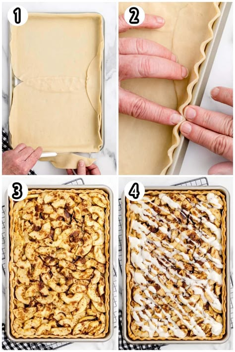 Sheet Apple Pie Recipe, Cookie Sheet Apple Pie, Easy Apple Slab Pie, Apple Pie Bars With Premade Crust, Apple Sheet Pie, Apple Pie Casserole, Sheet Pan Apple Pie, Apple Pie Slab, Pillsbury Pie Crust Recipes