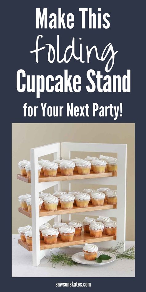 Tiered Cupcake Stand Diy Rustic Wood, Dessert Stands Diy, Diy Tiered Table Display, Diy Treat Table Stands, Diy 3 Tier Cupcake Stand, Cupcake Bar Ideas, Wedding Cupcakes Stand, Unique Cupcake Display Ideas, Diy Cupcake Wall