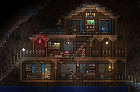 Terraria Underground House, Terraria Underground, Gible Pokemon, Terraria Game, Terraria Tips, Terrarium Base, Terraria House Ideas, Terraria House Design, Terraria House