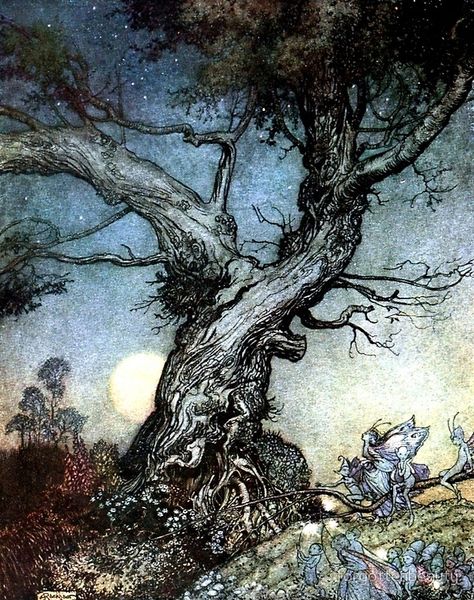 Fairy Folk Tree - Imagina - Arthur Rackham 동화 삽화, Arthur Rackham, Fairytale Illustration, Forest Spirit, Spirited Art, Fairytale Art, Arte Inspo, Art And Illustration, 판타지 아트