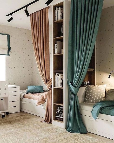 Boy And Girl Shared Bedroom, Kids Rooms Shared, Shared Girls Room, Kids Shared Bedroom, Shared Girls Bedroom, Kids Room Interior Design, Kids Bedroom Inspiration, Kids Bedroom Designs, Dekorasi Kamar Tidur