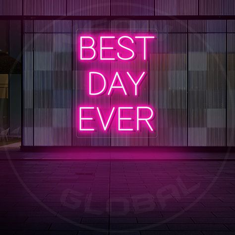 Neon Sign : BEST DAY EVER Color : 10 colors available Backing : A grade cast clear acrylic Installation method: Hanging OR Mount Features: 💯100% Satisfaction Guarantee 💋12 months Warranty 👍Neon Tubing is Super Power Efficient ✨Brightness Dimmer Included 🌈Lasts 50000+ Hours ❤️Safe and Easy Install 🚀Free Worldwide Express Shipping Includes: - 1 Neon Sign - 12V Power adapter (AC110-240V) - Sensor dimmer - Plug ( depends on destination ) - Chain & Screws Processing: - Production time is 5-7 bus Lets Party Sign Neon, Best Day Ever Neon Sign, This Must Be The Place Neon Sign, Thank You Neon Sign, Let’s Party Neon Sign, Good Morning Smiley, Bedroom Bar, Custom Neon, Neon Words