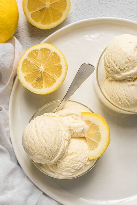 Gf Deserts, Lemon Ice Cream Recipe, Rum Raisin Ice Cream, Gf Sweets, Clean Desserts, Healthier Sweets, Lemon Ice Cream, Lemon Ice, Peanut Butter Ice Cream