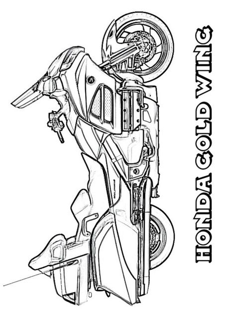 Honda Gold Wing Coloring page Coloring Sheets For Boys, Motorbike Drawing, Bike Clipart, Race Car Coloring Pages, Kids Printable Coloring Pages, Avengers Coloring Pages, Superhero Coloring, Boy Printable, Disney Princess Coloring Pages