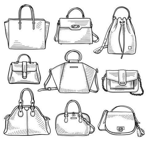 Accessories Design Sketch, Tato Minimal, Fashion Illustration Tutorial, Fashion Figure Drawing, Bag Illustration, Fashion Illustrations Techniques, Drawing Bag, Flat Sketches, Fashion Design Sketchbook