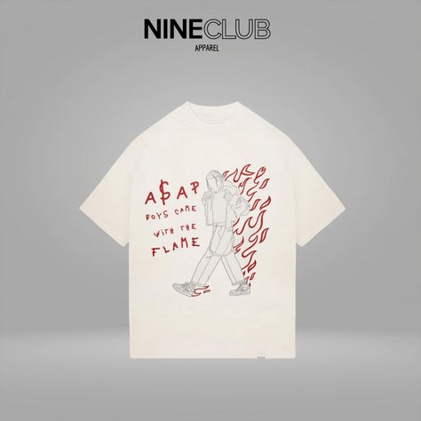 Introducing the graphic tee ASAP Rocky "Boys with the flame" . The grunge-inspired graphic is printed along the front encasing the cotton base tee. Its construction consists of a triple enzyme wash providing a soft piece while contributing a faded complexion. The tee is made for an inside-out aesthetic and is finished with a boxy fit.

Free Shipping Nationwide!

- Ribbed crew neck
- Twin needle stitch
- Custom graphics
- Box fit
- Material: 100% Cotton
- Size S,M,L,Xl,XXL. 3XL,4XL,5XL Streetwear Tshirt Design, Apparel Design Inspiration, A$ap Rocky, Shirt Design Inspiration, Asap Rocky, Hip Hop Outfits, Boxy Tee, Hip Hop Rap, Custom Graphics