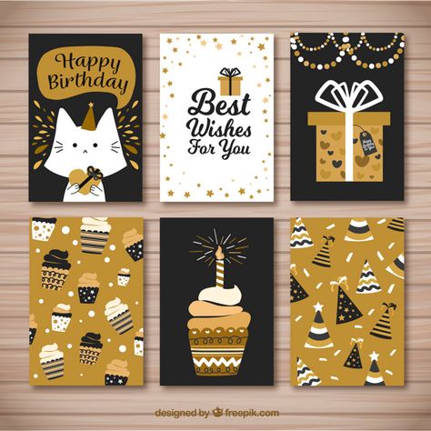 Golden Birthday Cards, Happy Birthday Best Wishes, Happy Birthday Tag, Creative Birthday Cards, Simple Birthday Decorations, Birthday Card Drawing, Birthday Illustration, Birthday Card Craft, Happy Birthday Girls