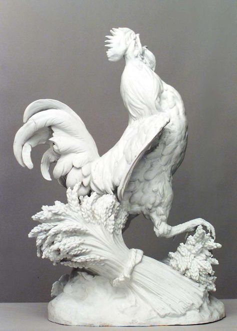 19th c. White Porcelain Rooster Harvest Sculpture For Sale at 1stdibs