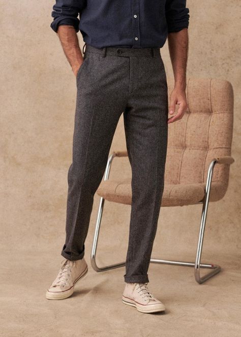 Trousers & Chinos | Menswear | Octobre Editions Mens Wool Trousers, Trousers Outfit Men, Men's Business Outfits, Wool Flannel, Mens Fashion Casual Outfits, Wool Trousers, Men Fashion Casual Outfits, Wool Pants, Formal Looks