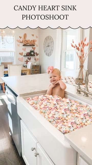 Kelsi || Content Creator on Instagram: "💓Candy Heart Photo Shoot BTS!💓⁣ ⁣ If you’ve been here for a while you know how much I love these holiday candy bath photos! It’s such a cute and fun way to document your baby during the holidays! I use PicsArt to clone the candies and light and airy presets to brighten my photos! ⁣ .⁣ .⁣ .⁣ .⁣ #valentines #candyhearts #conversationhearts #babyphotoshoot #babyphotoideas #vday #valentine" Valentines Baby Photos, Bath Photos, Baby Candy, Picture Props, Heart Photo, Candy Hearts, Holiday Candy, Easter Candy, Photo Heart