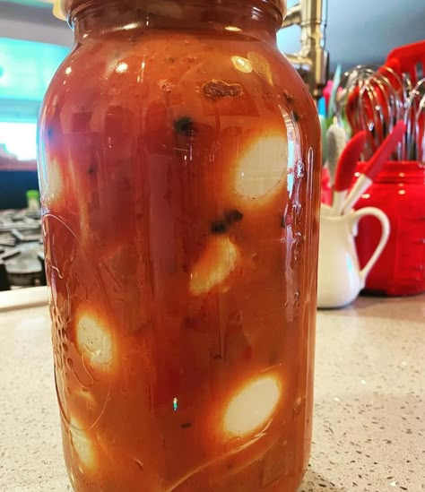 Pickled Sausage And Eggs, Pickled Eggs And Sausage Recipe, Pickled Eggs And Sausage, Pickled Sausage Recipe, Pickles Eggs, Spicy Pickled Eggs, Pickled Meat, Pickled Sausage, Pickling Vegetables