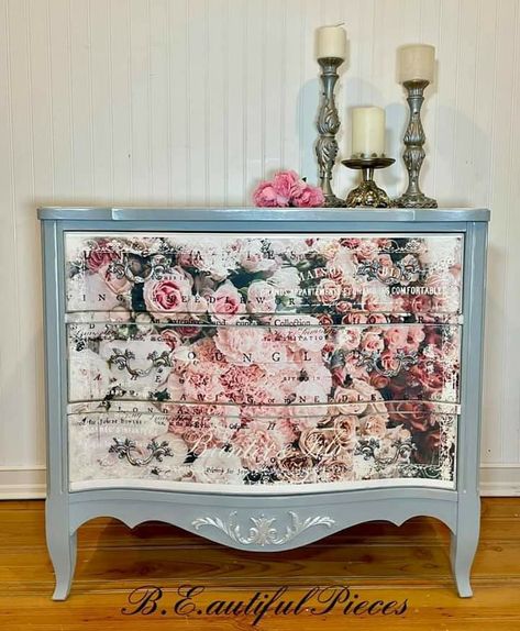 Furniture Makeover Inspiration, Bathroom Redecorating, French Painted Furniture, Provincial Dresser, Revamp Furniture, French Provincial Dresser, French Provincial Furniture, Redesign With Prima, Decoupage Furniture