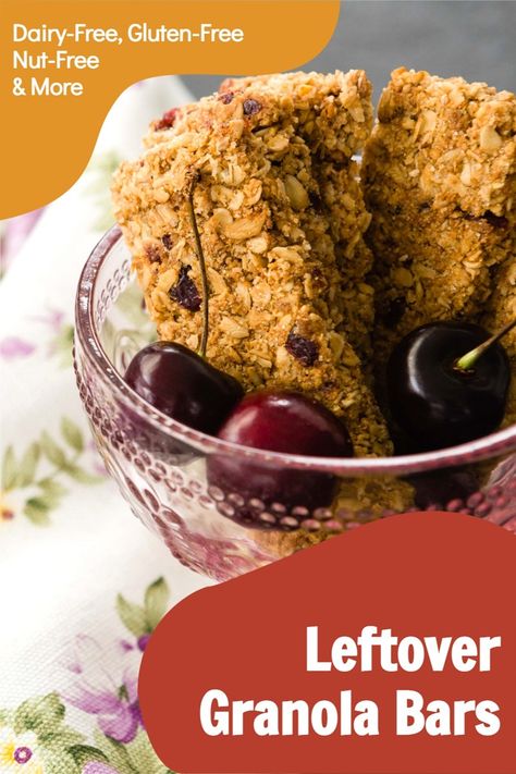 Leftover Granola Bars Recipe (dairy-free, gluten-free, nut-free) Easy Granola Bars, Granola Bars Recipe, Oatmeal Granola, Granola Cookies, Easy Granola, Vegan Granola, Granola Recipe Bars, Chocolate Granola, Dairy Free Diet