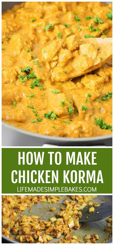 Chicken Coconut Korma, Korma Chicken Recipes, Chicken Indian Recipes, Chicken Korma Recipe Indian Foods, Indian Chicken Dishes, Korma Curry, Indian Night, Chicken Korma Recipe, Curry Night