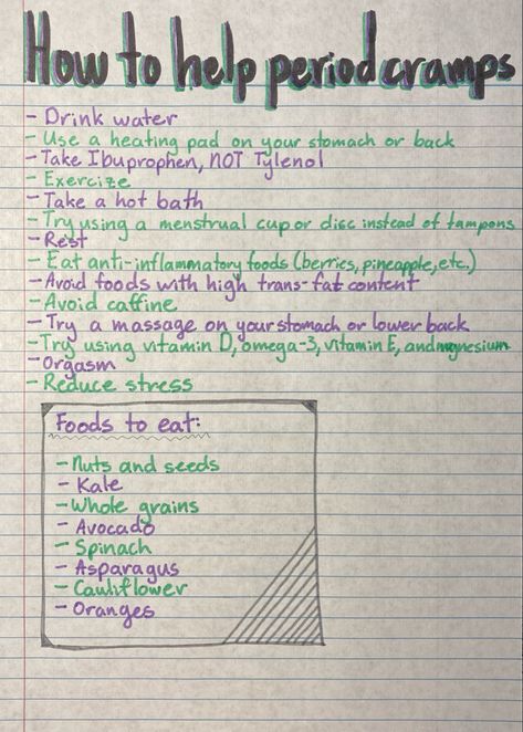 Things to help menstrual cramps muscle cramps foods to help cramps ways to reduce cramps how to fix menstrual cramps how to help period pain how to get rid of cramps girl advice What To Do Period Cramps, Foods To Help Cramps Period Pains, Food To Help Period Cramps, Ease Cramps Period Pains, Teas That Help With Cramps, Food That Helps With Cramps, Foods That Help Period Cramps, Remedies For Menstrual Cramps Home, How To Sit When You Have Period Cramps