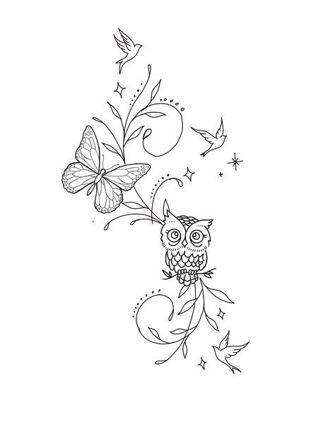 Tat Fonts, Owl Tattoo For Women, Practice Tattoos, Tattoos For Women Small Meaningful, Butterfly Tattoos For Women, Small Owl, Style Tattoo, Owl Tattoo, Dragon Ball Art