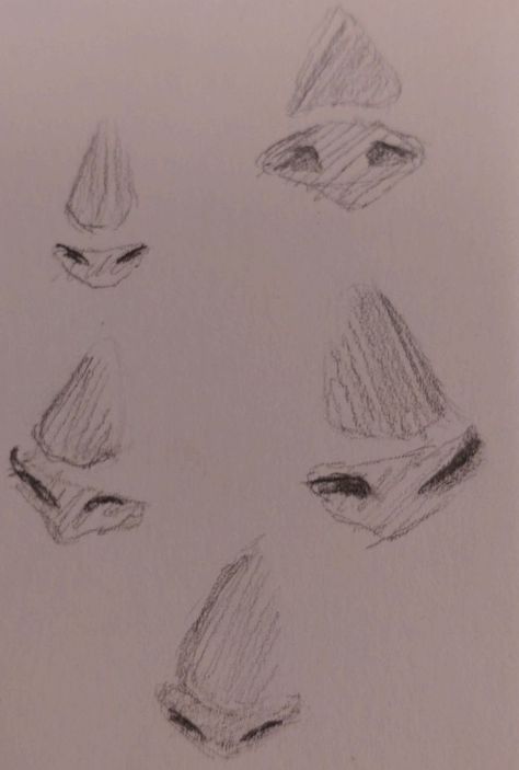 Front Face Nose Drawing, Drawing Base Nose, How To Draw Pointy Nose, Nose 3/4 Drawing, Different Nose Styles Drawing, Art Tutorials Nose, Nose Drawing Practice, Nose In Different Art Styles, Drawing Hooked Nose