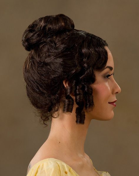 Regency - allisonlowery Regency Era Hairstyles, 1800s Hair, Era Hairstyles, 1800s Hairstyles, Victorian Makeup, Regency Hairstyles, 1800s Women, Historical Hairstyles, High Bun Hairstyles